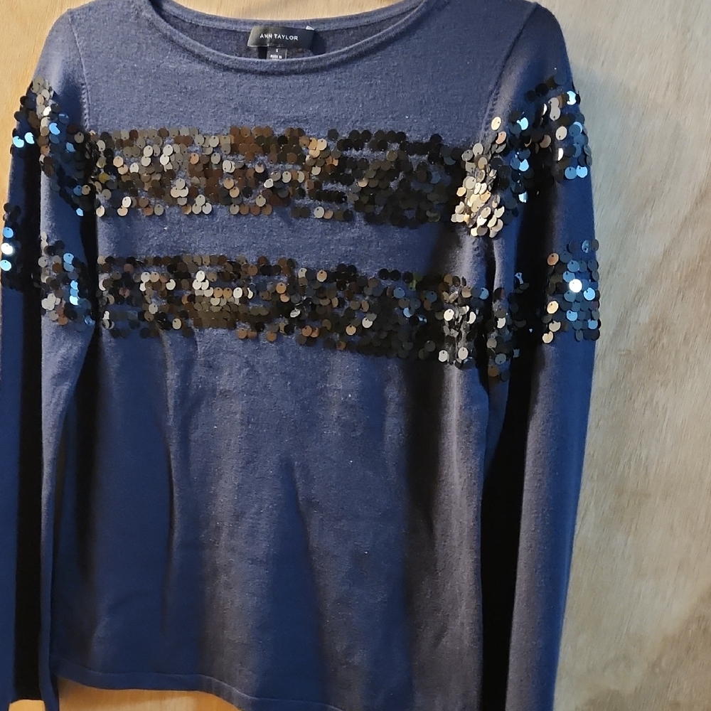 Black Top With Black Sequin Sweater
